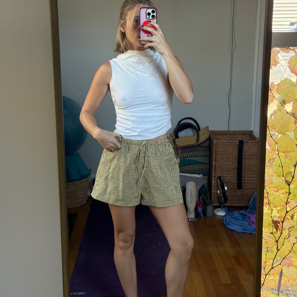 AVN Italy gingham Brown Checkered Women's Shorts